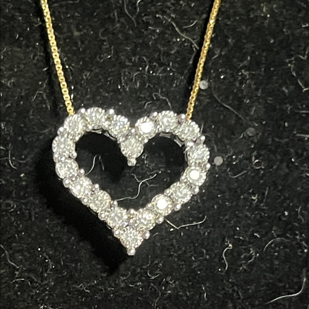Diamond Heart Pendant Necklace 10k- Gold Chain 14k